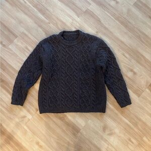 Vintage Cable Knit Sweater Brown Fisherman Style